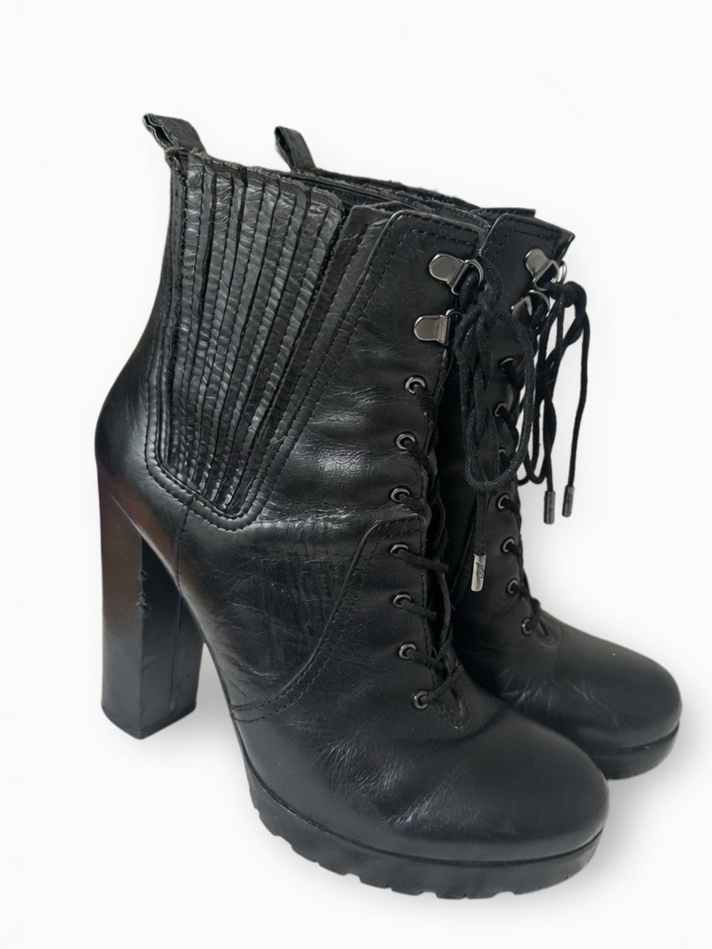 VINCE CAMUTO Black Lace-Up Platform Ankle Boots - Women's